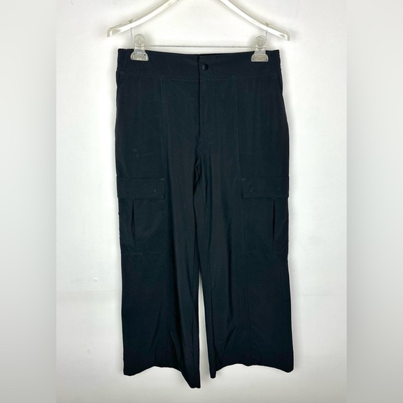 Athleta Pants Womens 8 Petite Black Chelsea Wide Leg Utility Cargo Stretch Flare - Picture 4 of 11